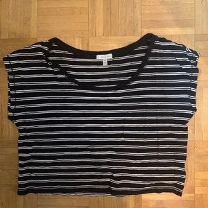 Black and white striped crop top